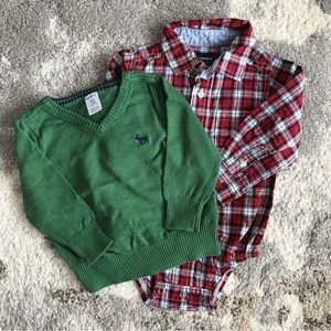 Carters boy Christmas holiday dressy shirt and sweater 12 months